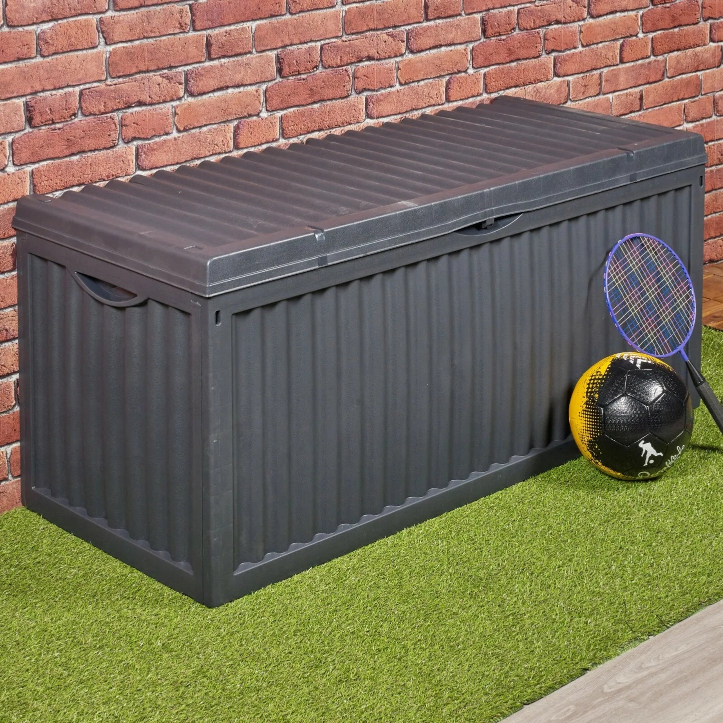 350 Litre Outdoor Storage Box Garden Patio Plastic Chest Lid Container