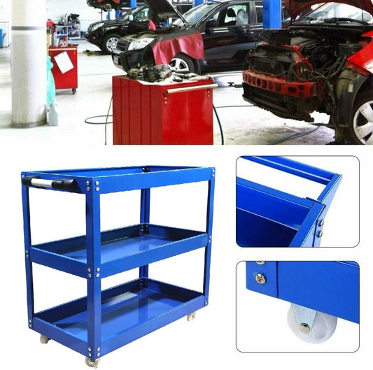 Heavy Duty 3-Tier Tool Storage Trolley Cart with Wheels for Garage Workshop