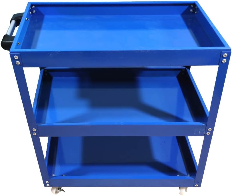 Heavy Duty 3-Tier Tool Storage Trolley Cart with Wheels for Garage Workshop