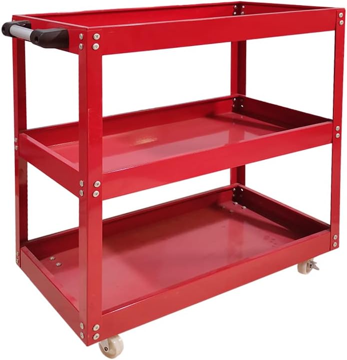 Heavy Duty 3-Tier Tool Storage Trolley Cart with Wheels for Garage Workshop