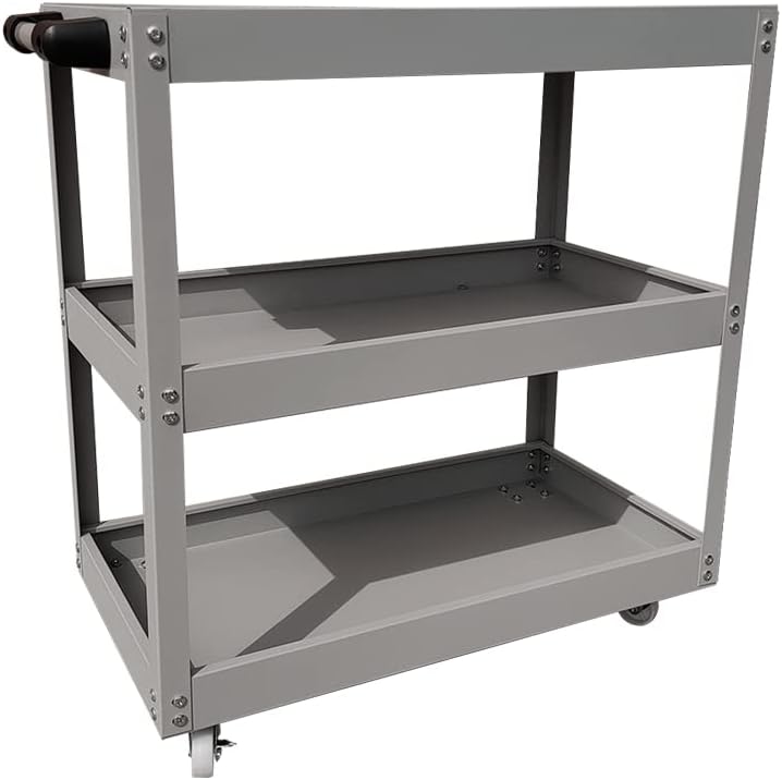 Heavy Duty 3-Tier Tool Storage Trolley Cart with Wheels for Garage Workshop