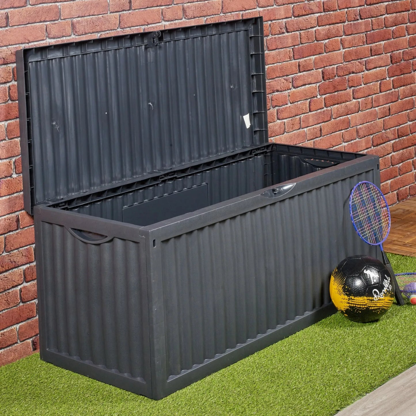 350 Litre Outdoor Storage Box Garden Patio Plastic Chest Lid Container