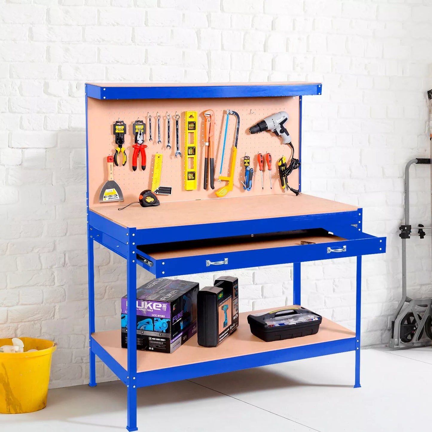 Brand New Heavy Duty Steel Workbench Pegboard Drawer Tool Garage Storage Unit