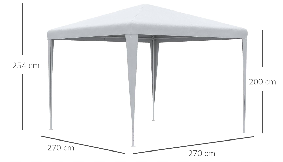 Garden Gazebo Marquee Party Tent - 2.7m x 2.7m - Wedding Canopy Outdoor in White