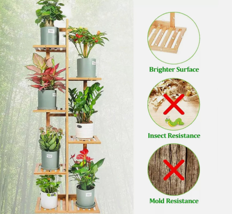 Wood Flower Display Plant Stand - 5/6 Tier Corner Shelf Storage Rack for Indoor/Outdoor