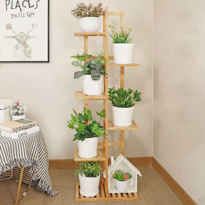 Wood Flower Display Plant Stand - 5/6 Tier Corner Shelf Storage Rack for Indoor/Outdoor