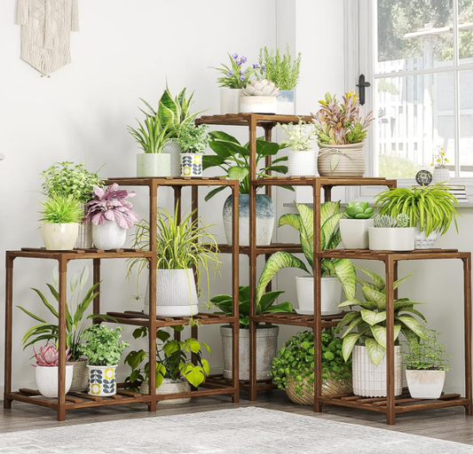 5-Tier Wooden Plant Stand - Indoor/Outdoor Corner Shelf for 11 Potted Plants