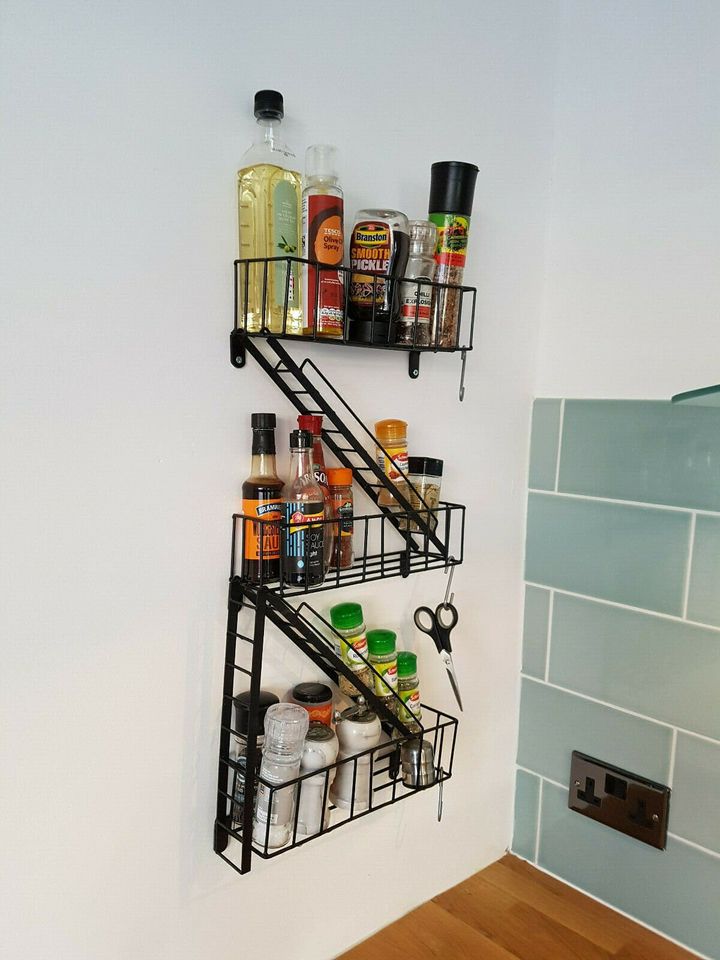 NYC Style Fire Escape Black Wall Shelf Retro Shelving Unit Ladder Floating Home