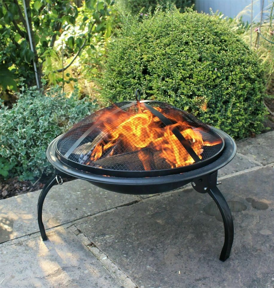 Fire Pit Folding Steel BBQ Camping Garden Patio Outdoor Heater Burner With Cover