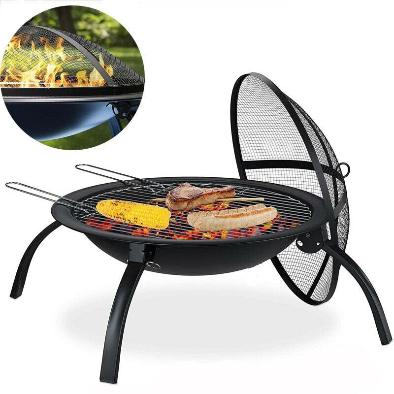 Fire Pit Folding Steel BBQ Camping Garden Patio Outdoor Heater Burner With Cover