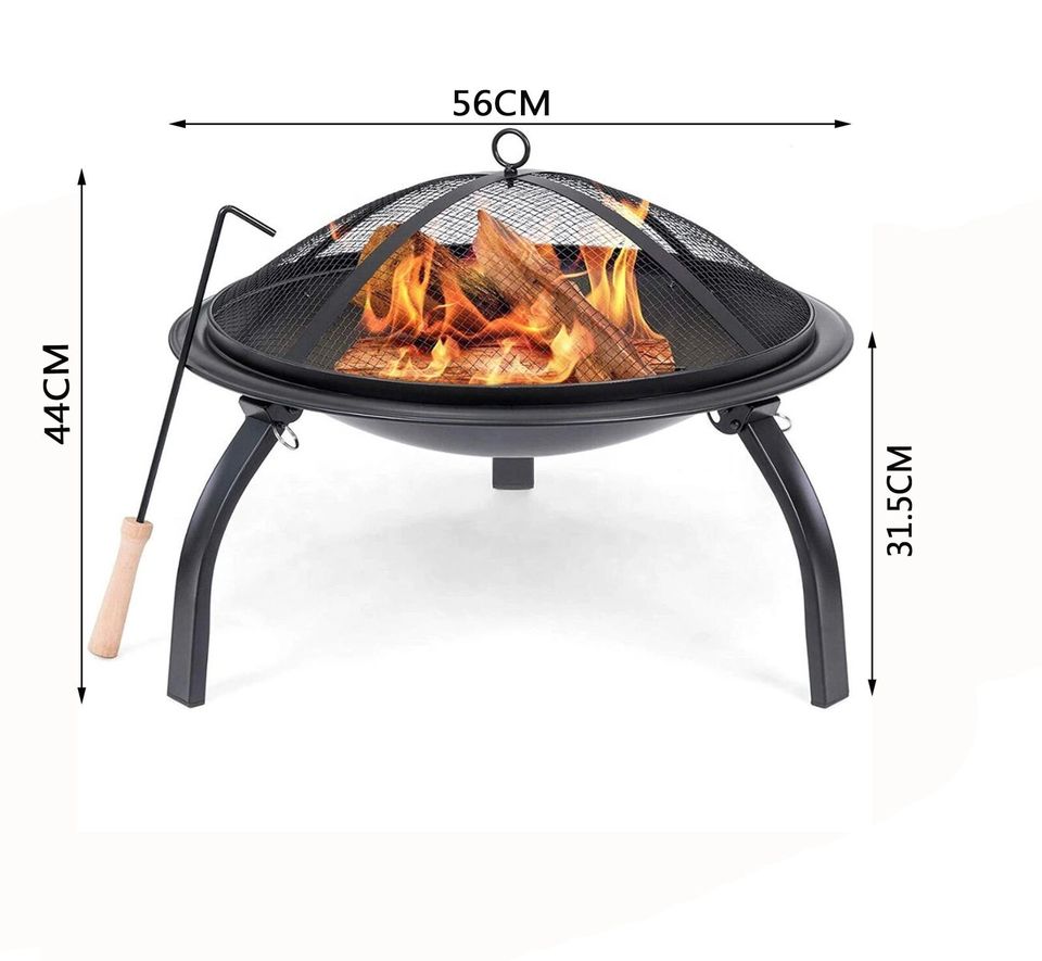 Fire Pit Folding Steel BBQ Camping Garden Patio Outdoor Heater Burner With Cover