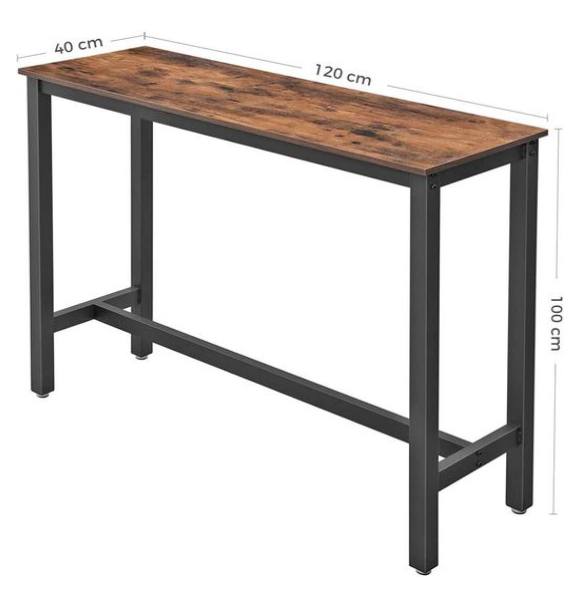 Industrial Bar Table Vintage Kitchen Breakfast Rustic Metal Narrow Tall Dining