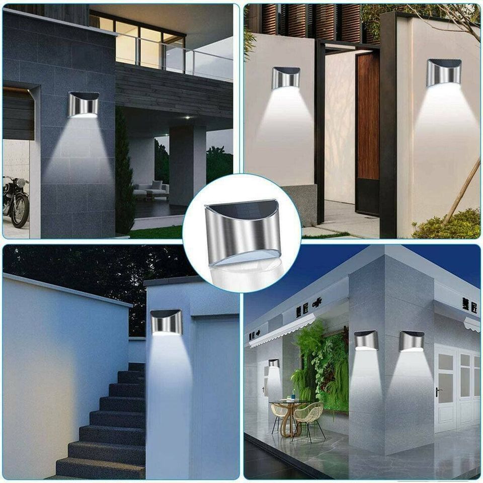 4X Super Bright Fence Wall Lights Solar Powered LED Door Outdoor Garden Lamp