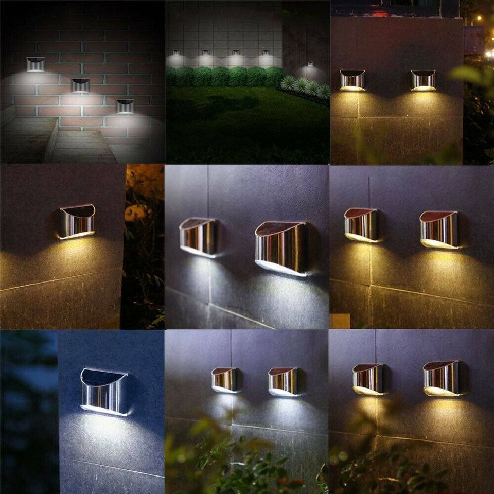 4X Super Bright Fence Wall Lights Solar Powered LED Door Outdoor Garden Lamp