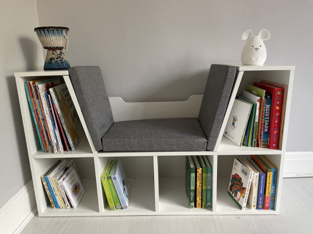 Bookcase Storage Seat Unit Kids Adults Reading Home Organiser White