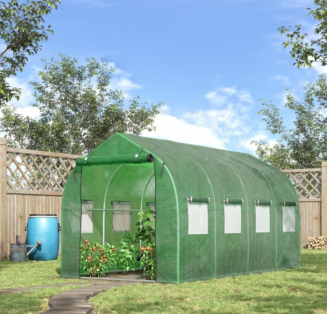 4 x 2 M Walk in Polytunnel Greenhouse Galvanized Steel w/ Zipped Door