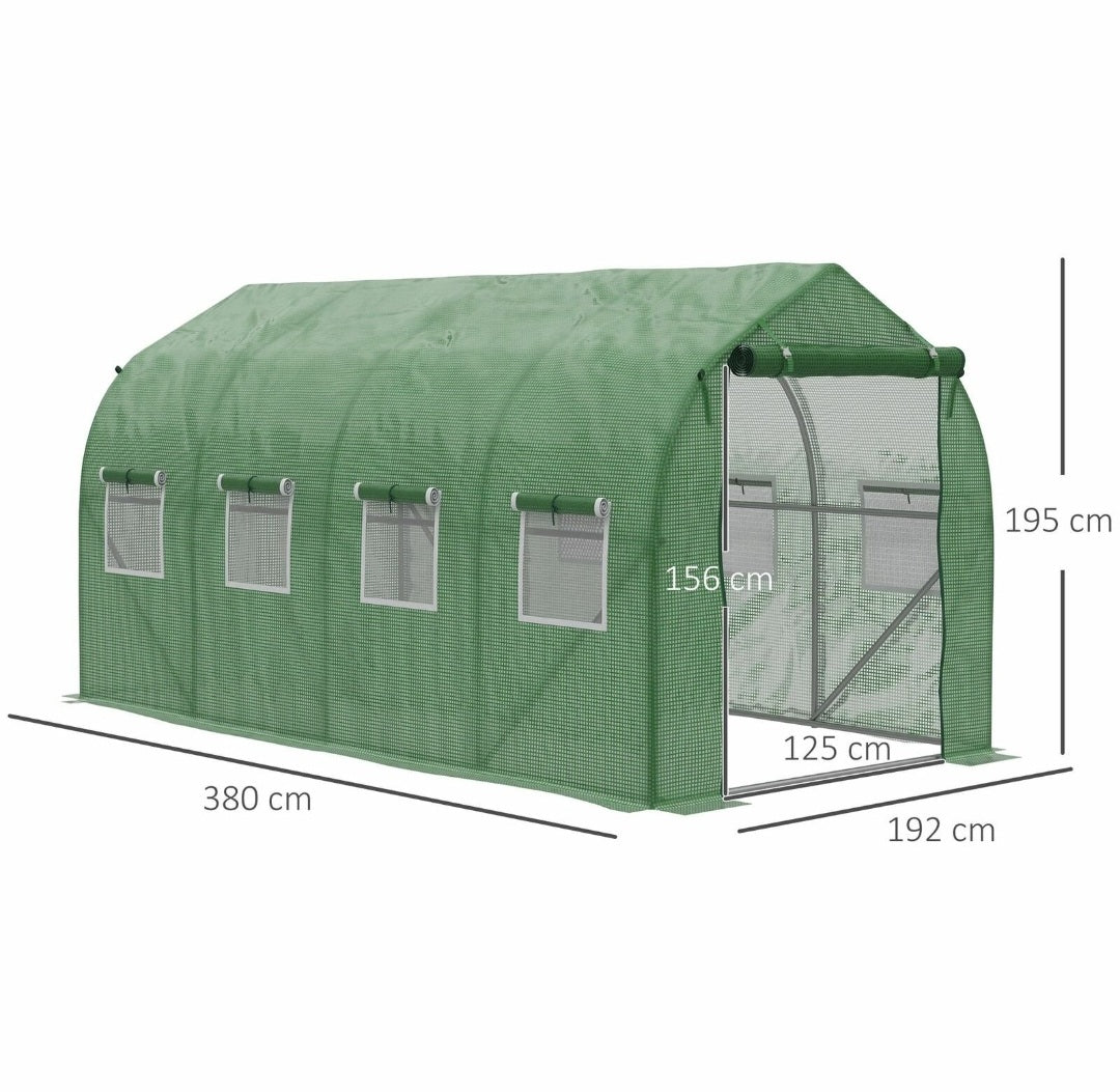 4 x 2 M Walk in Polytunnel Greenhouse Galvanized Steel w/ Zipped Door