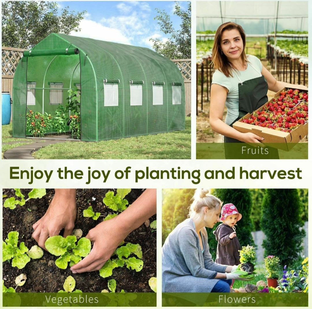 4 x 2 M Walk in Polytunnel Greenhouse Galvanized Steel w/ Zipped Door