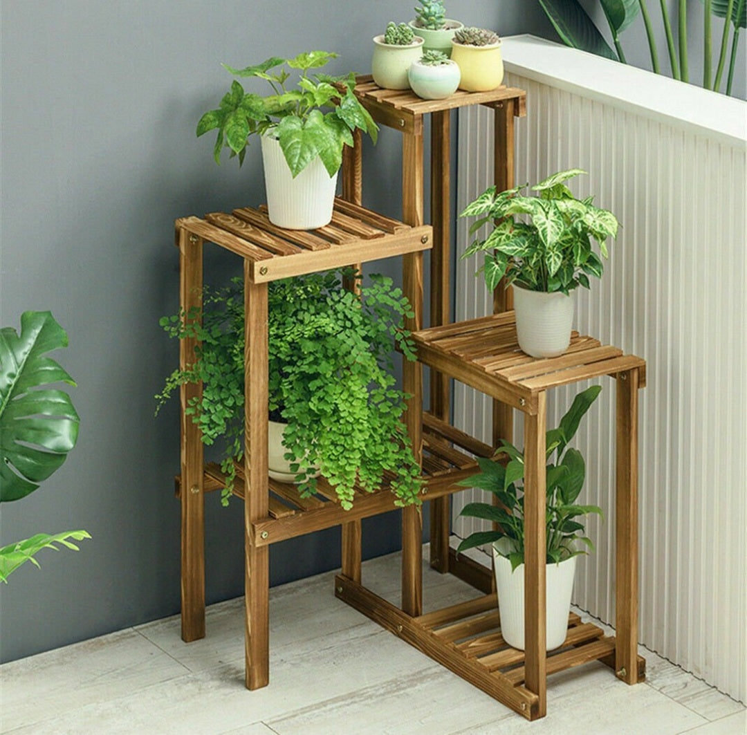 Tall Indoor Corner Plant Stand Flower Pot Shelf Rack Bonsai Window Display