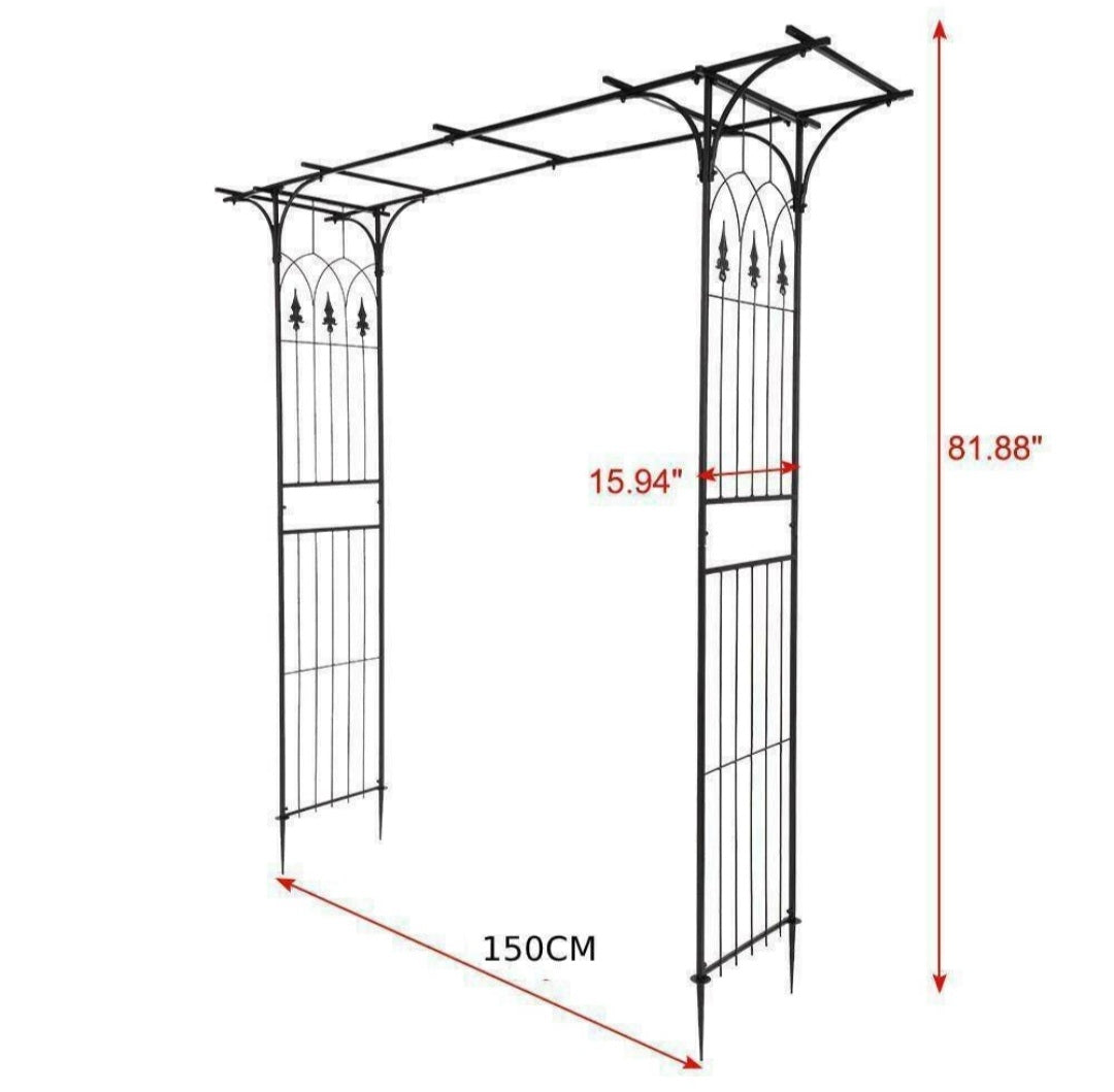 Metal Garden Arch Heavy Duty Strong Rose Climbing Plants Archway Decorative