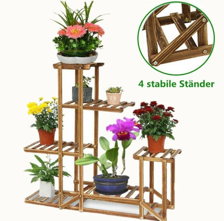 5 Ladders Flower Plant Pots Shelf Stand Display Garden Rattan Rack Natural Wood