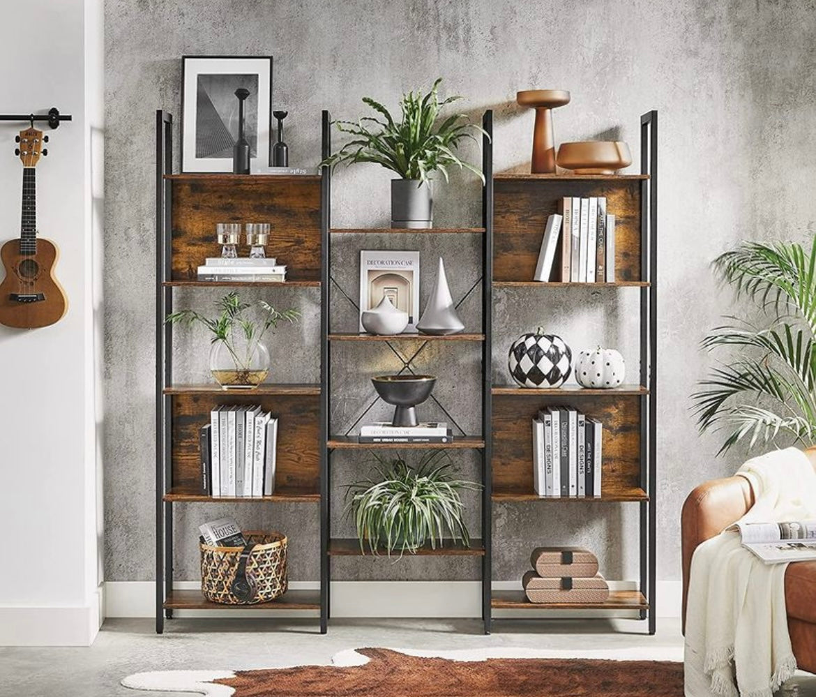 Bookcase Bookshelf with 14 Storage Shelves Metal Frame Living Room Study Home Office