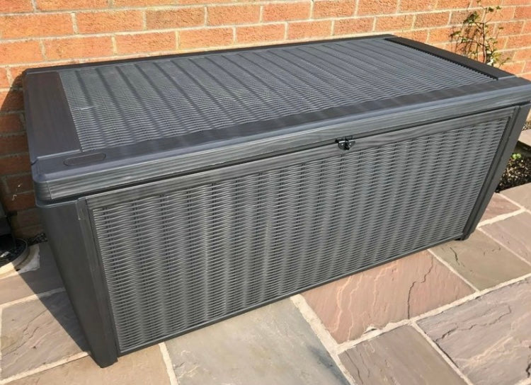 Waterproof Rattan Style Plastic Garden Storage Deck Box XL 511Ltr