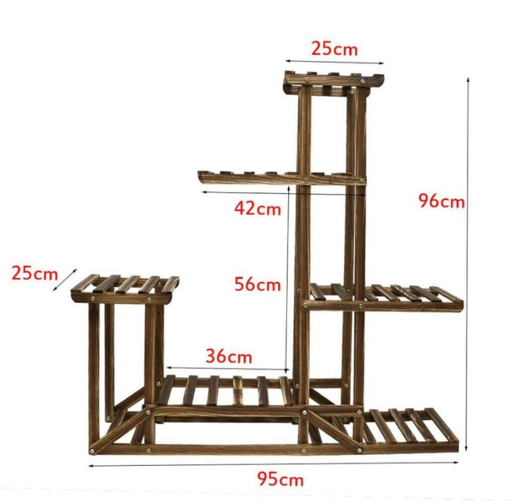 5 Ladders Flower Plant Pots Shelf Stand Display Garden Rattan Rack Natural Wood