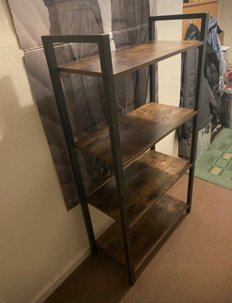 Vintage Industrial Bookcase Rustic Metal Shelving Unit Small Display Cabinet