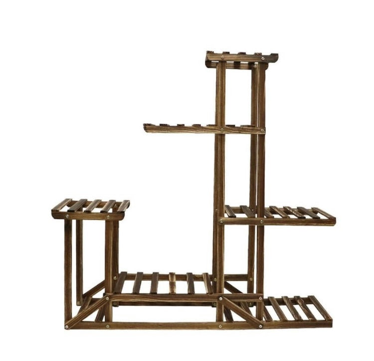 5 Ladders Flower Plant Pots Shelf Stand Display Garden Rattan Rack Natural Wood