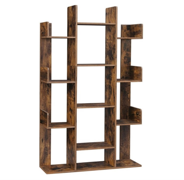 Bookshelf Tree-Shaped Bookcase 13 Storage Shelves  Rounded Corners