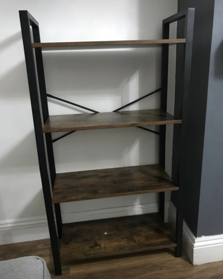 Vintage Industrial Bookcase Rustic Metal Shelving Unit Small Display Cabinet